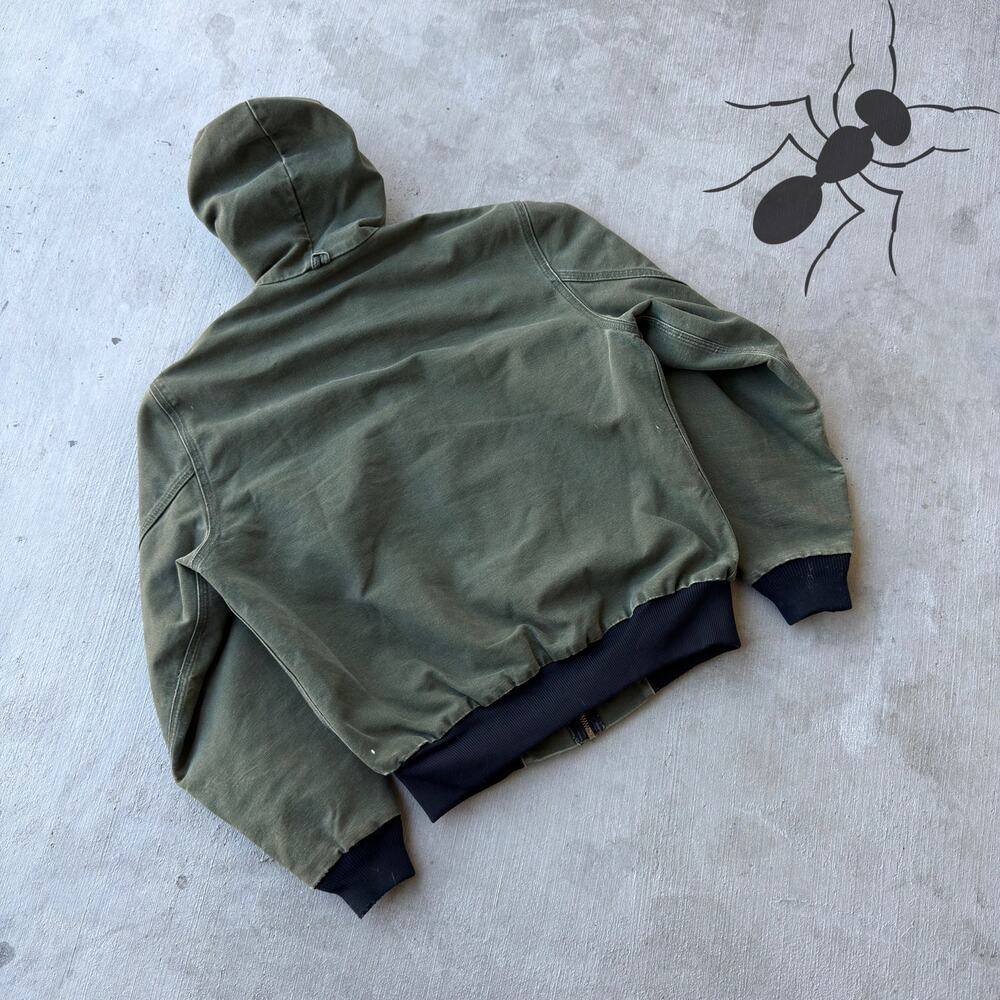 Vintage Carhartt green hooded active work wear jacket - Picture 6 of 8